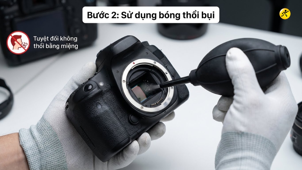 Dùng bóng thổi bụi Dùng bóng thổi bụi