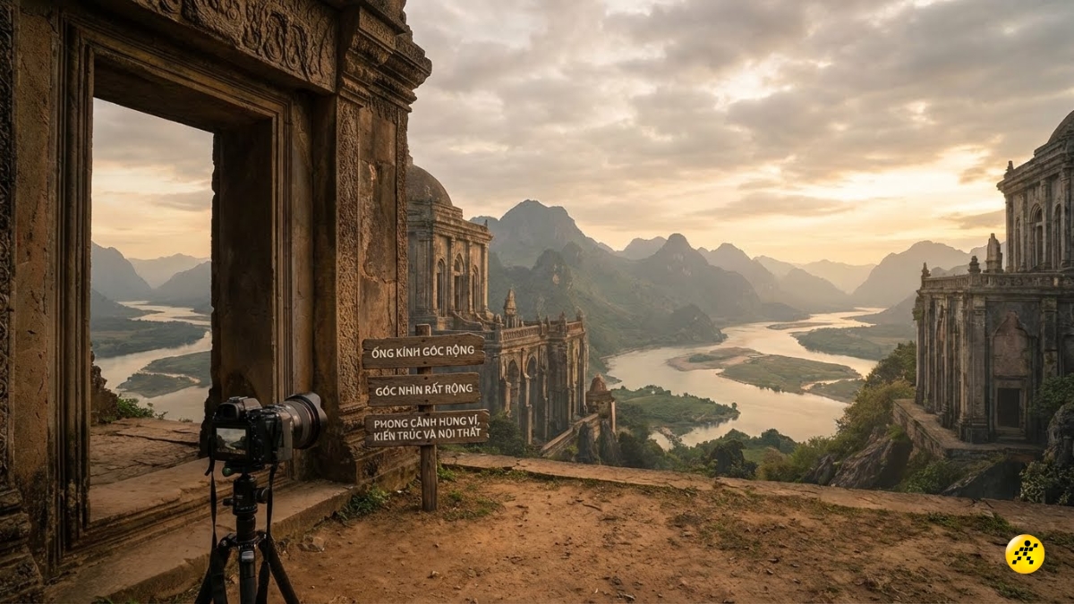 Lens g&oacute;c rộng d&ugrave;ng để chụp phong cảnh h&ugrave;ng vĩ, kiến tr&uacute;c