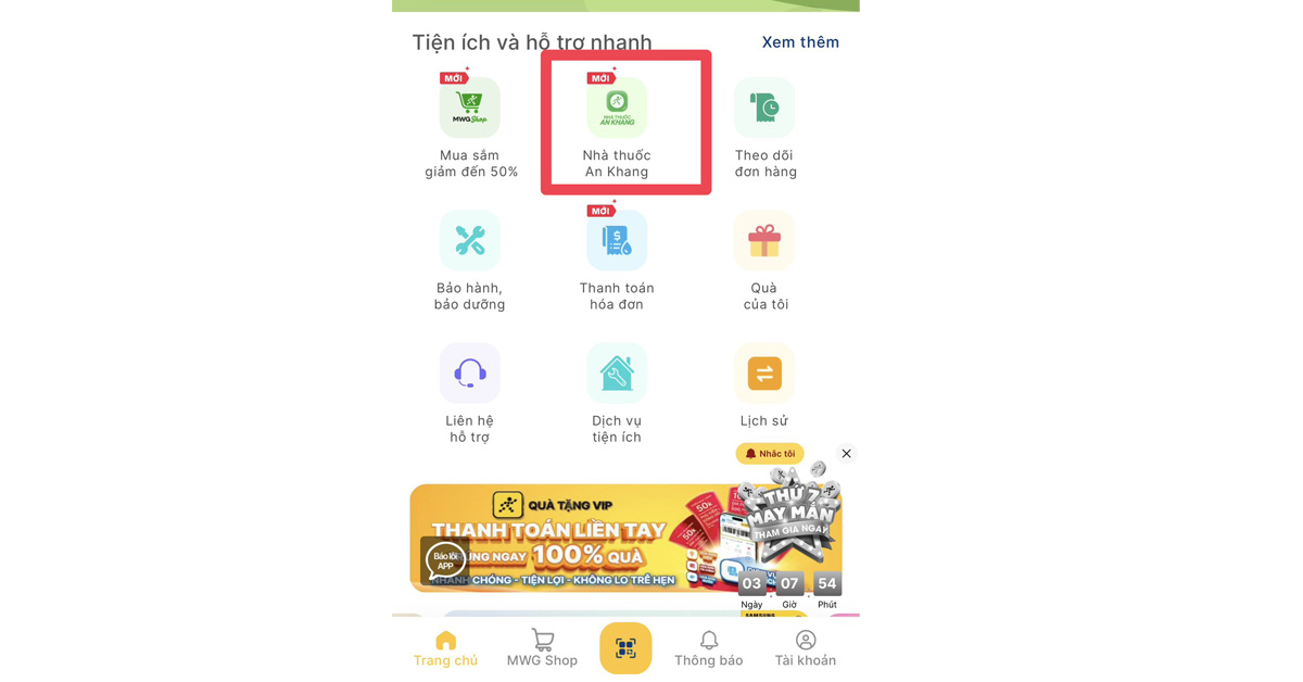 Nhà thuốc An Khang chính thức có mặt trên app Quà Tặng VIP