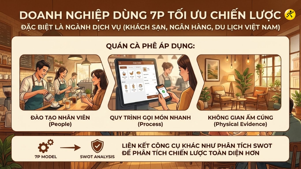 Doanh nghiệp sử dụng 7P để tối ưu h&oacute;a chiến lược