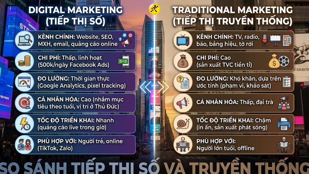 So s&aacute;nh Digital Marketing v&agrave; Marketing truyền thống