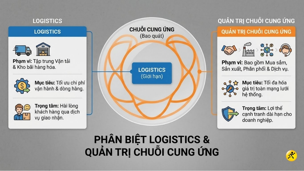Ph&acirc;n biệt Logistics v&agrave; Quản l&yacute; chuỗi cung ứng
