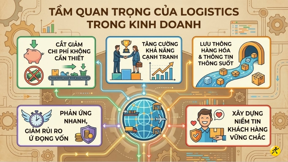 Việc vận h&agrave;nh hệ thống logistics hiệu quả mang lại nhiều lợi &iacute;ch