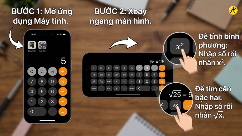 C&aacute;ch t&iacute;nh số ch&iacute;nh phương tr&ecirc;n iPhone