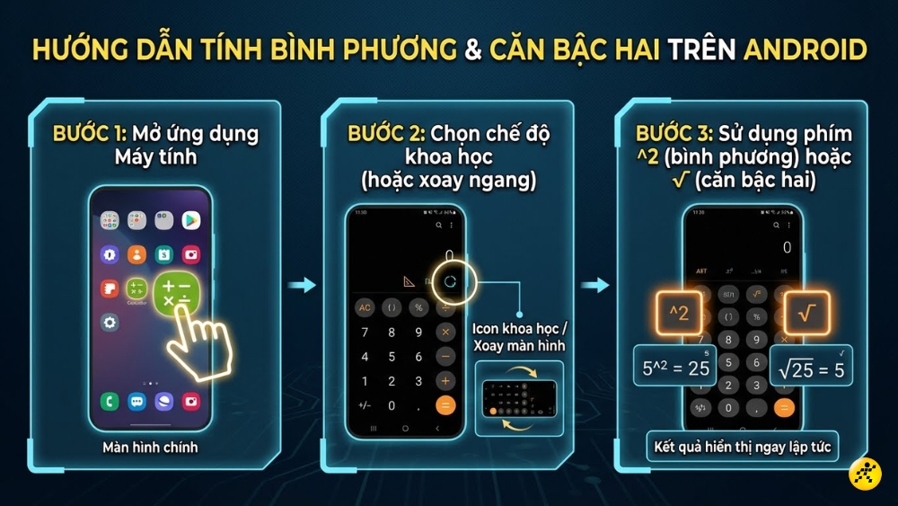 C&aacute;ch t&iacute;nh số ch&iacute;nh phương tr&ecirc;n điện thoại Android