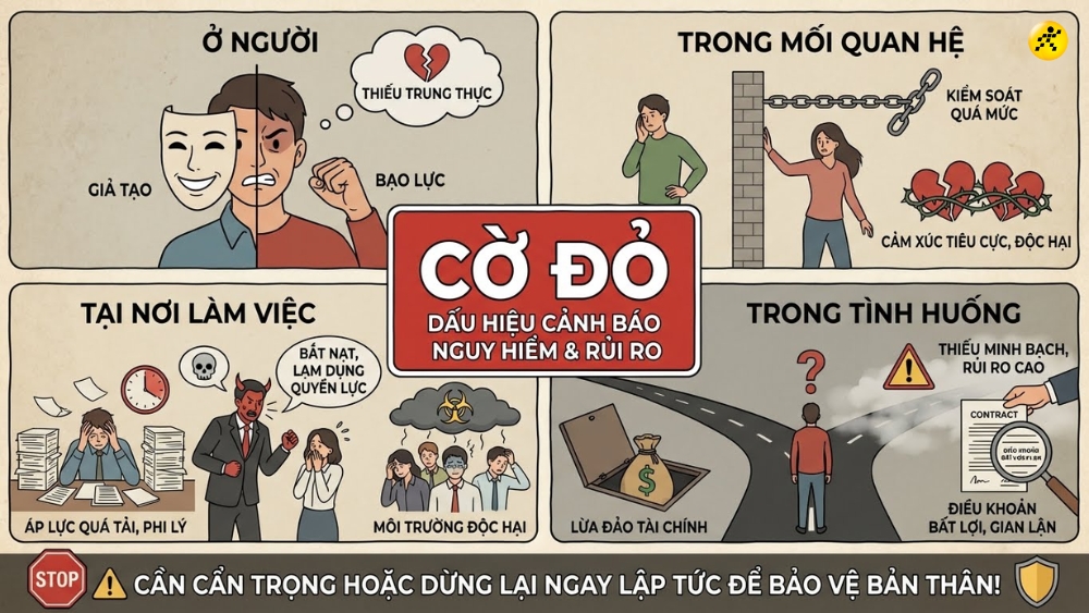 Red flag (cờ đỏ) l&agrave; những dấu hiệu cảnh b&aacute;o về nguy hiểm tiềm t&agrave;ng