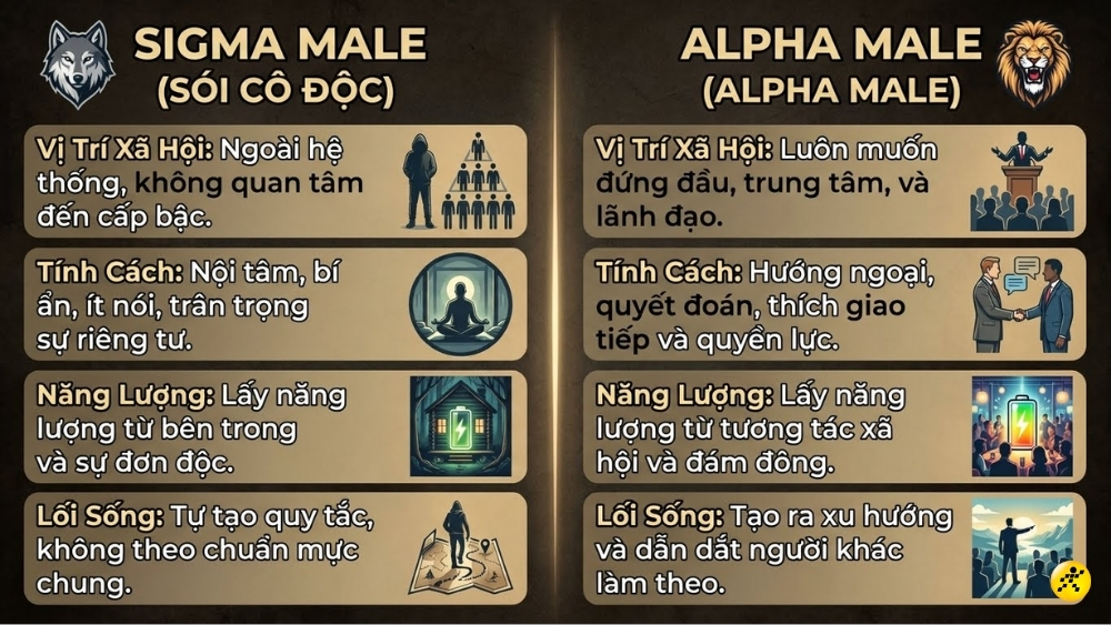 So s&aacute;nh Sigma Male v&agrave; Alpha Male
