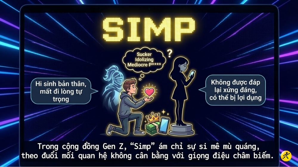 Simp mang sắc th&aacute;i mỉa mai, chế giễu