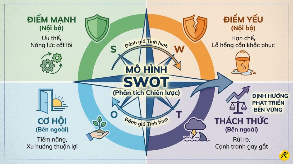 SWOT là viết tắt của 4 yếu tố SWOT là viết tắt của 4 yếu tố