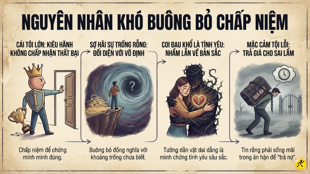 Nguy&ecirc;n nh&acirc;n kh&oacute; bu&ocirc;ng bỏ chấp niệm