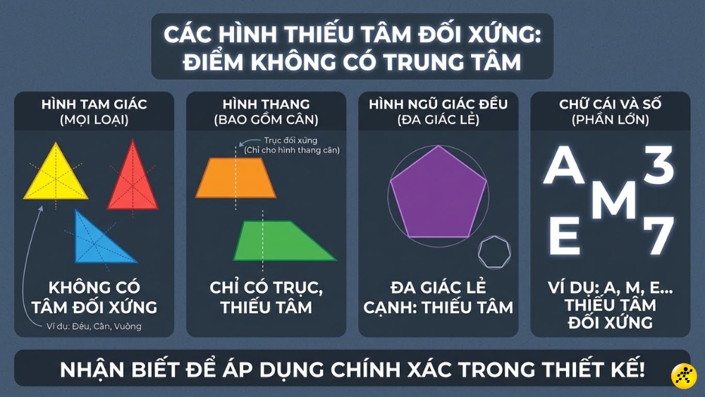 C&aacute;c h&igrave;nh kh&ocirc;ng c&oacute; t&acirc;m đối xứng