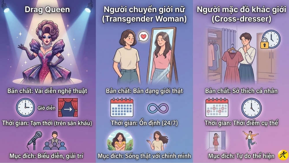 Ph&acirc;n biệt Drag Queen v&agrave; c&aacute;c kh&aacute;i niệm kh&aacute;c