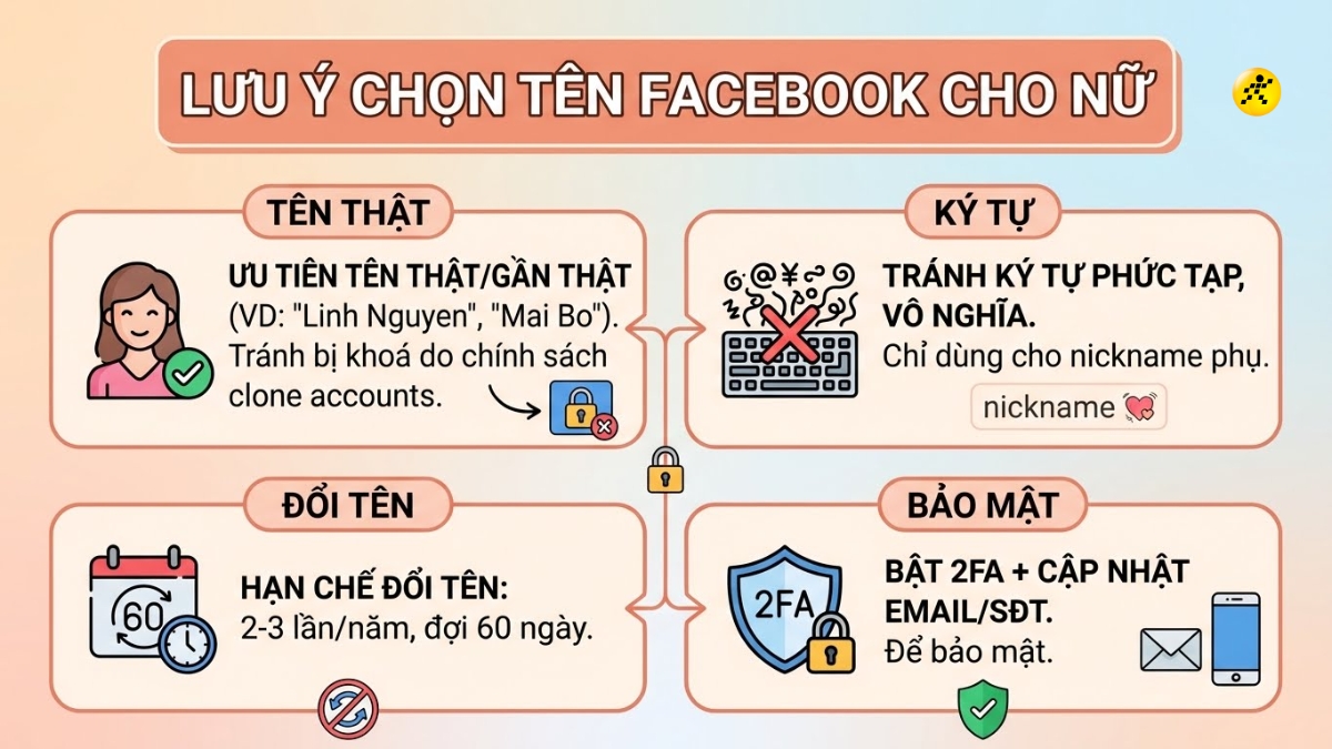 Lưu ý khi chọn tên Facebook hay cho nữ Lưu ý khi chọn tên Facebook hay cho nữ