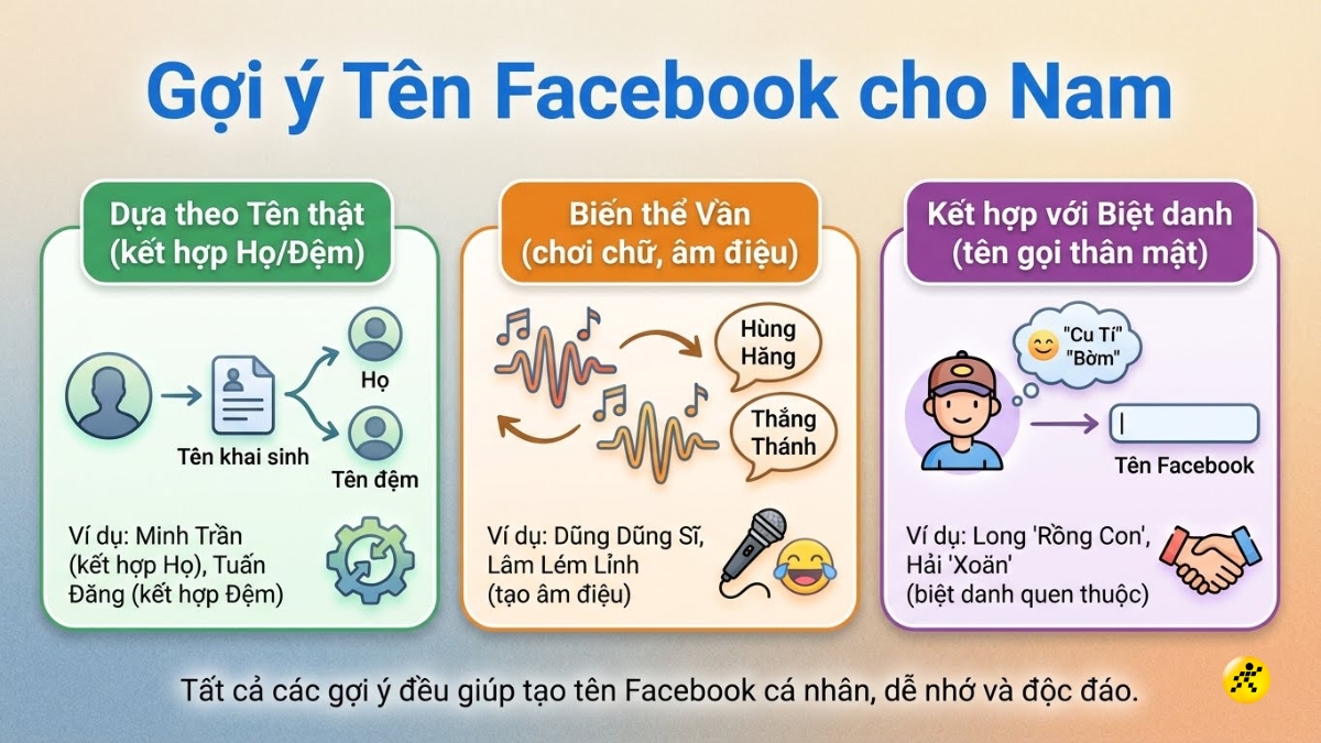 T&ecirc;n Facebook hay cho nam theo t&ecirc;n thật