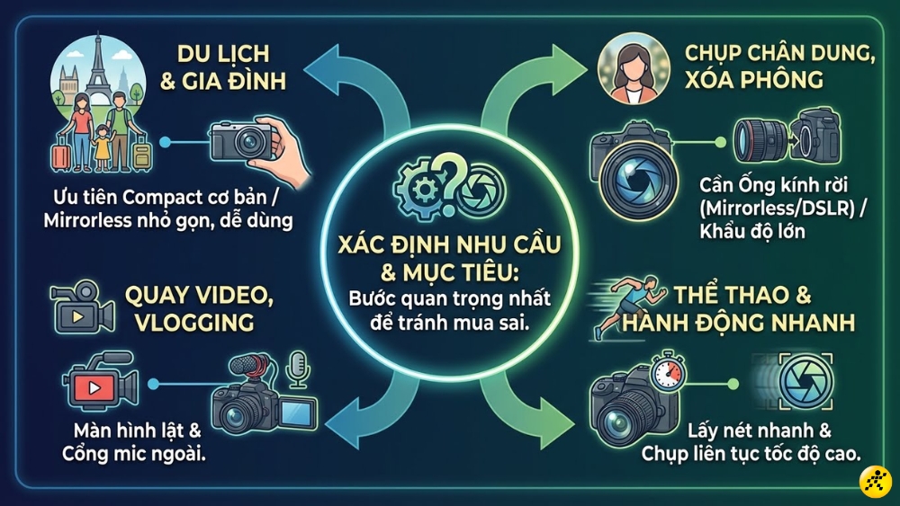 X&aacute;c định nhu cầu v&agrave; mục ti&ecirc;u sử dụng m&aacute;y ảnh