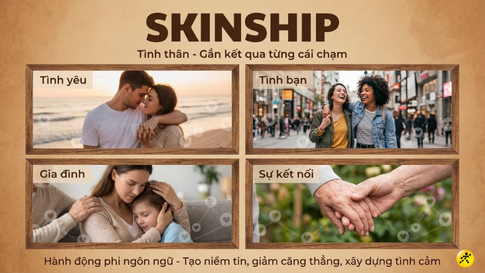 Skinship chỉ c&aacute;c h&agrave;nh động tiếp x&uacute;c cơ thể th&acirc;n mật