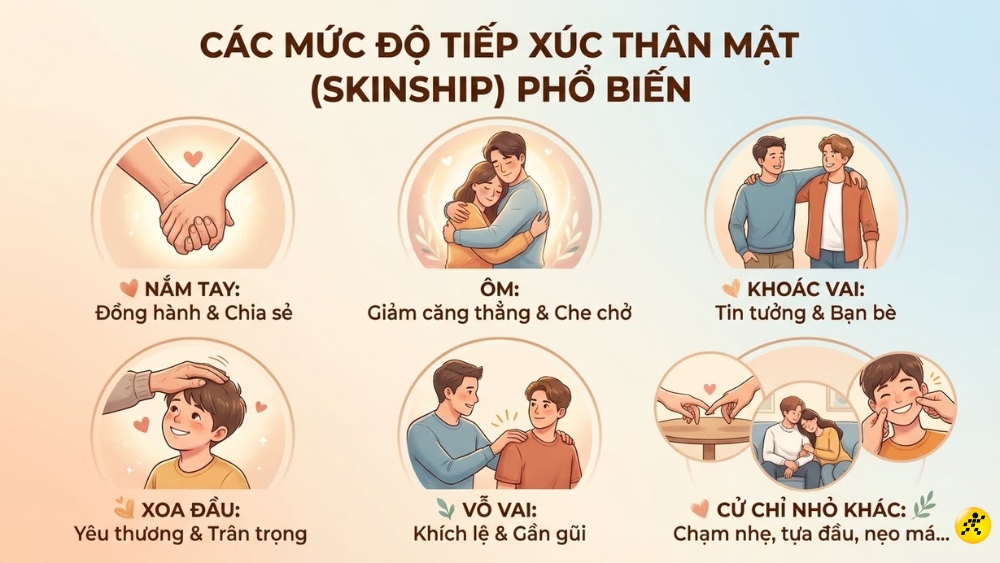 C&aacute;c mức độ skinship phổ biến