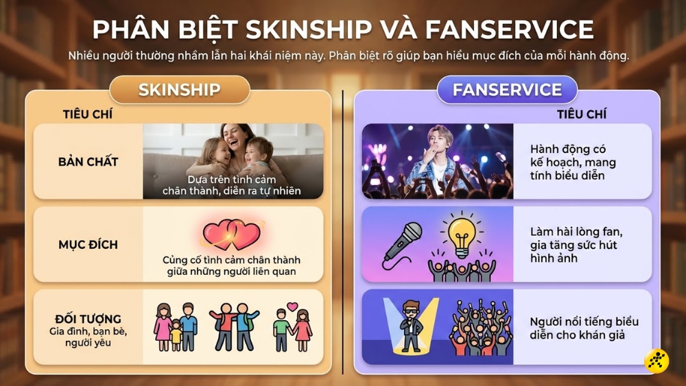 Ph&acirc;n biệt Skinship v&agrave; Fanservice