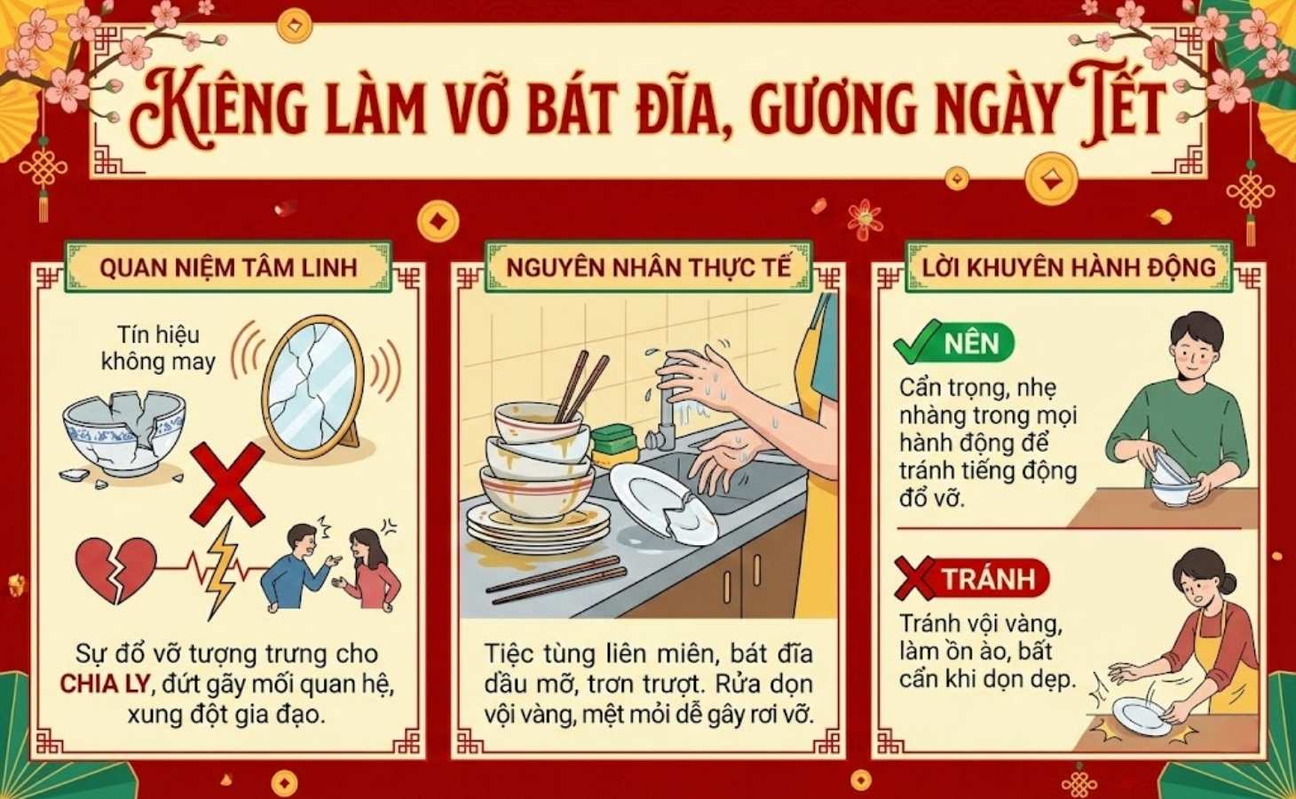 Kiêng làm vỡ bát đĩa, gương và đồ sành sứ