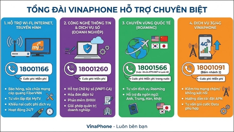 Số tổng đ&agrave;i VinaPhone hỗ trợ c&aacute;c vấn đề