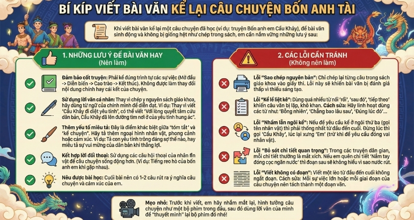 Những lưu ý và lỗi cần tránh khi viết bài văn kể lại câu chuyện đã học