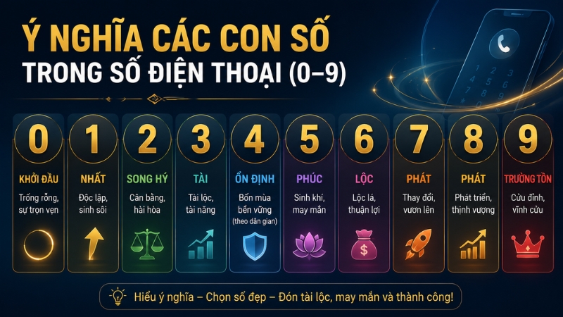 &Yacute; nghĩa c&aacute;c con số trong số điện thoại (0&ndash;9)