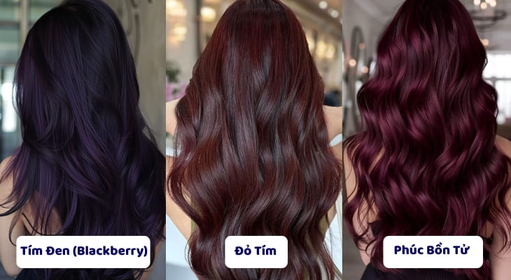 Màu tóc đỏ và tím phù hợp cho làn da ngăm