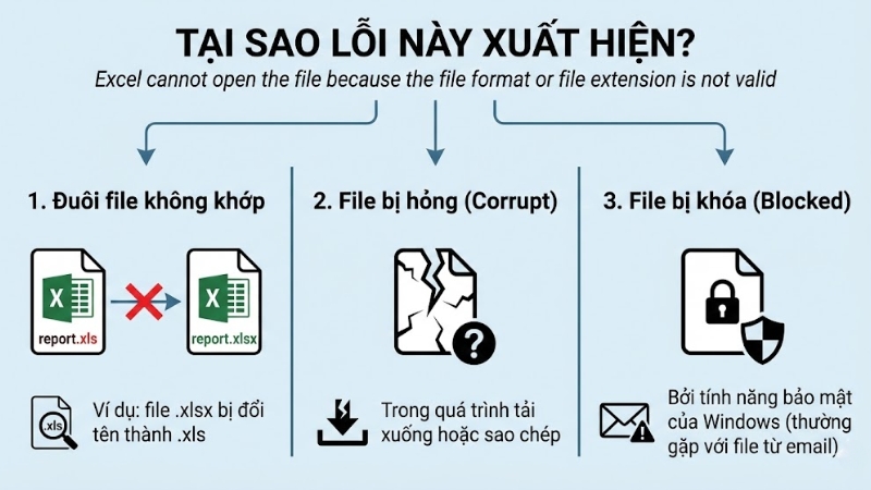 Ph&acirc;n t&iacute;ch lỗi Excel cannot open the file