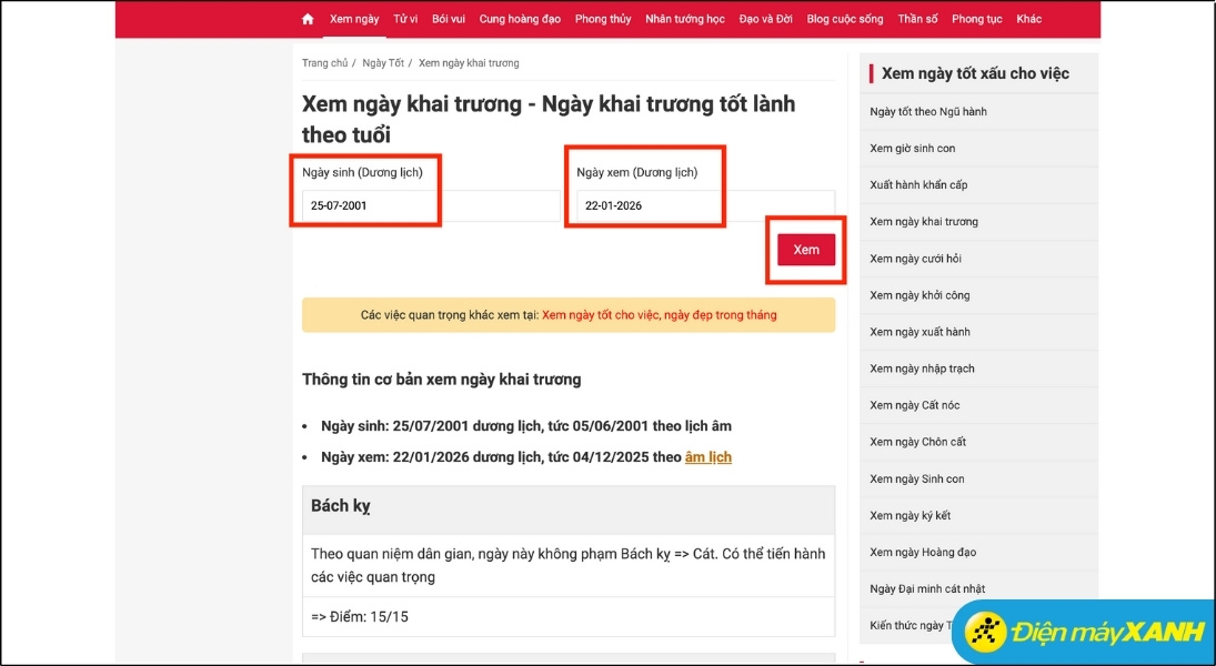 Cách xem ngày tốt khai trương theo tuổi
