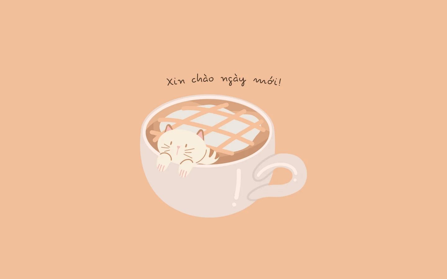 Kết hợp hoa lá, nhân vật cute và chữ nhẹ nhàng tạo không gian desktop hài hòa, dễ nhìn