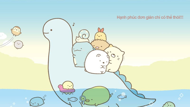 Kết hợp hoa lá, nhân vật cute và chữ nhẹ nhàng tạo không gian desktop hài hòa, dễ nhìn