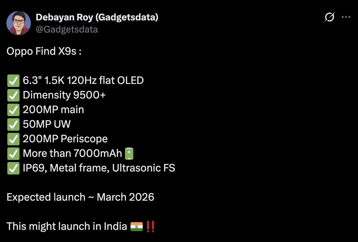 Oppo Find X9S Oppo Find X9S
