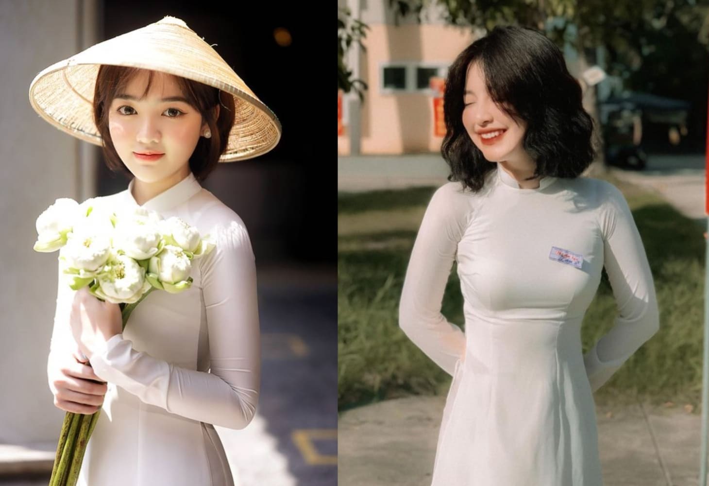 Kiểu tóc ngắn mặc áo dài