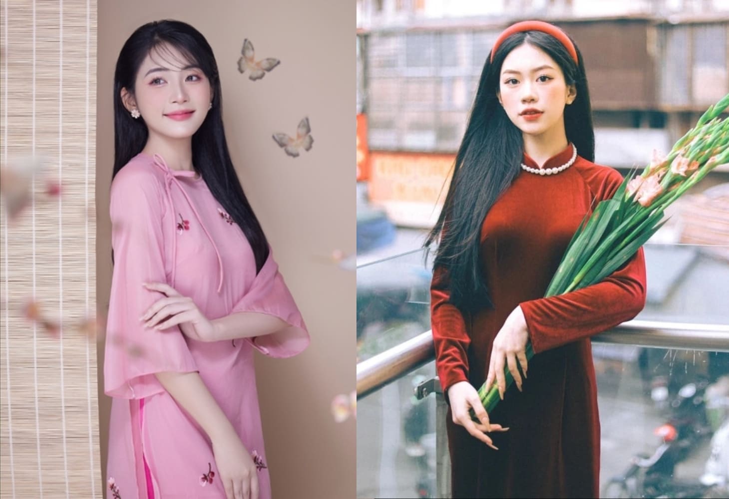 Kiểu tóc thẳng khi mặc áo dài truyền thống