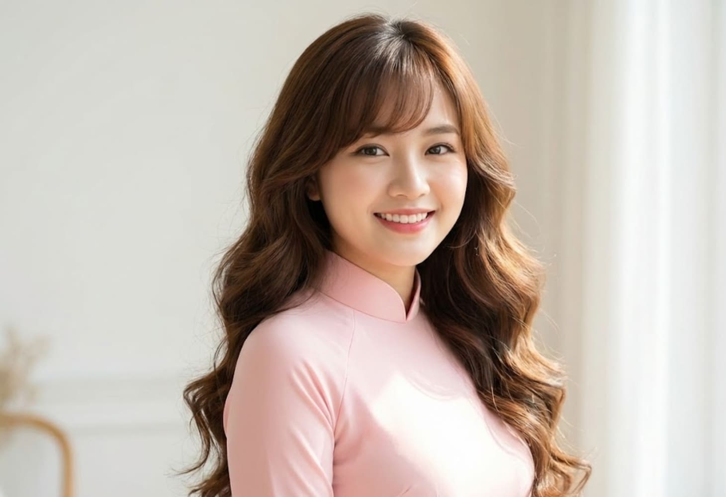 Kiểu tóc áo dài phù hợp cho gương mặt tròn