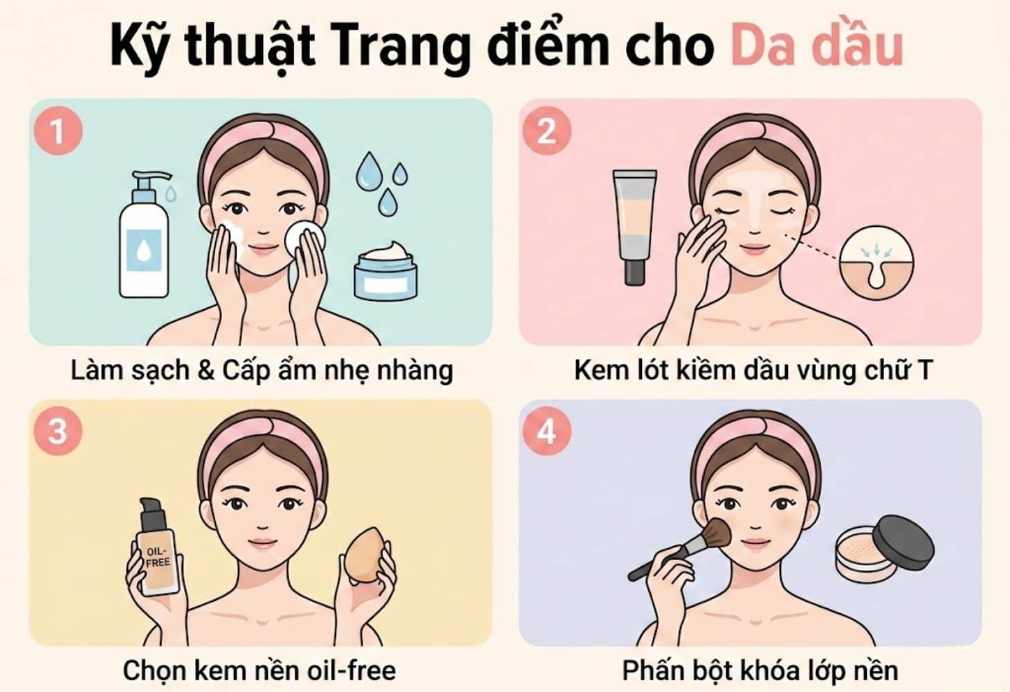 Cách trang điểm dành cho da dầu hiệu quả