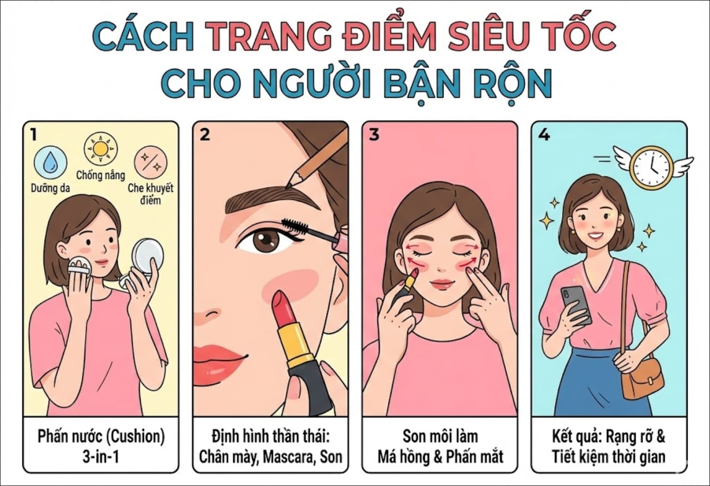 Cách trang điểm siêu tốc cho người bận rộn