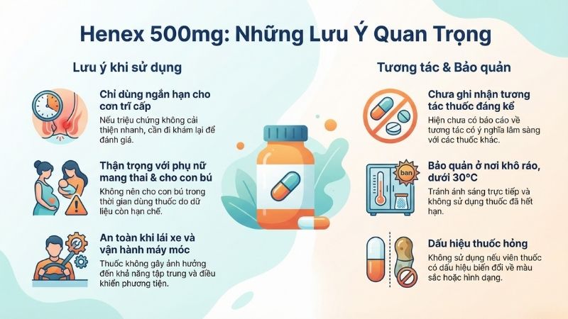 Lưu &yacute; khi sử dụng Henex 500mg
