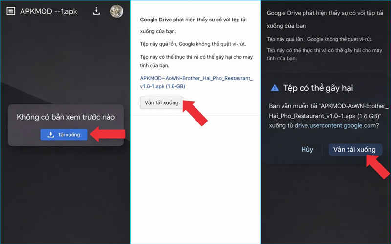 Truy cập link Drive, nhấn Download Now và xác nhận Vẫn tải xuống 2 lần để tải game về máy