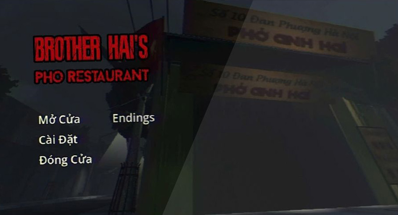 Nhấn nút Mở cửa để bắt đầu quản lý tiệm phở và khám phá các tình tiết thú vị