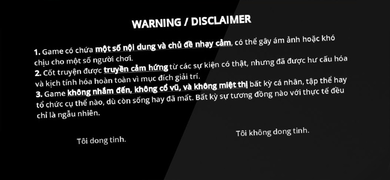 Đọc kỹ quy tắc, cảnh báo nội dung trong game rồi nhấn đồng ý để tiếp tục chơi