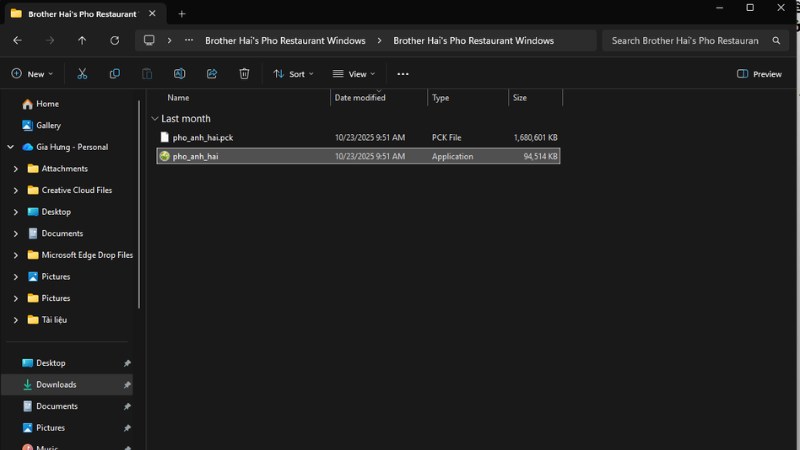 Tìm file ứng dụng có tên pho_anh_hai và nhấn đúp chuột để mở game