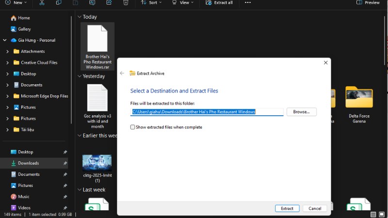 Bấm Extract và chờ khoảng 15 giây