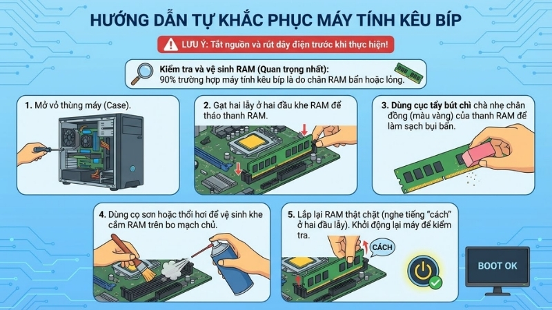 Kiểm tra v&agrave; vệ sinh RAM