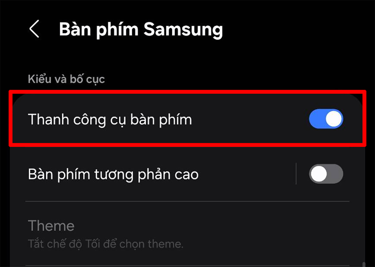 Kích hoạt lại Thanh công cụ bàn phím