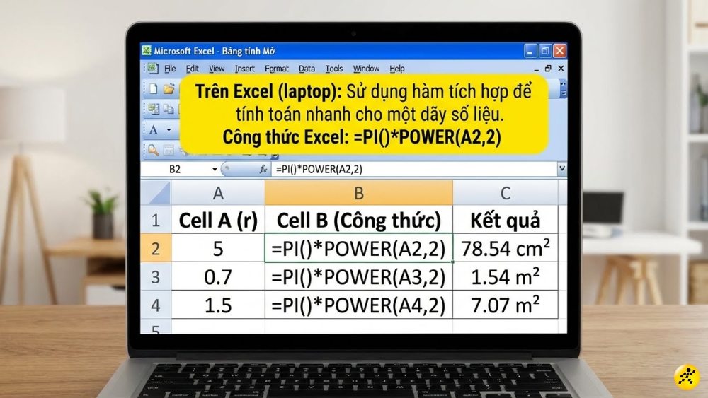 T&iacute;nh diện t&iacute;ch h&igrave;nh tr&ograve;n tr&ecirc;n điện thoại