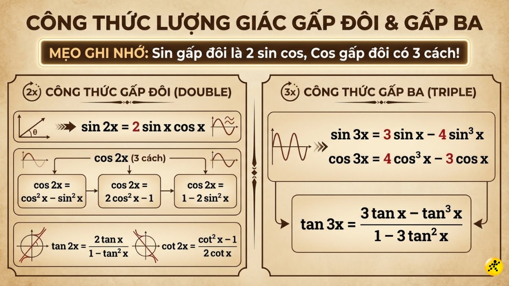 Công thức lượng giác nhân đôi, nhân ba Công thức lượng giác nhân đôi, nhân ba