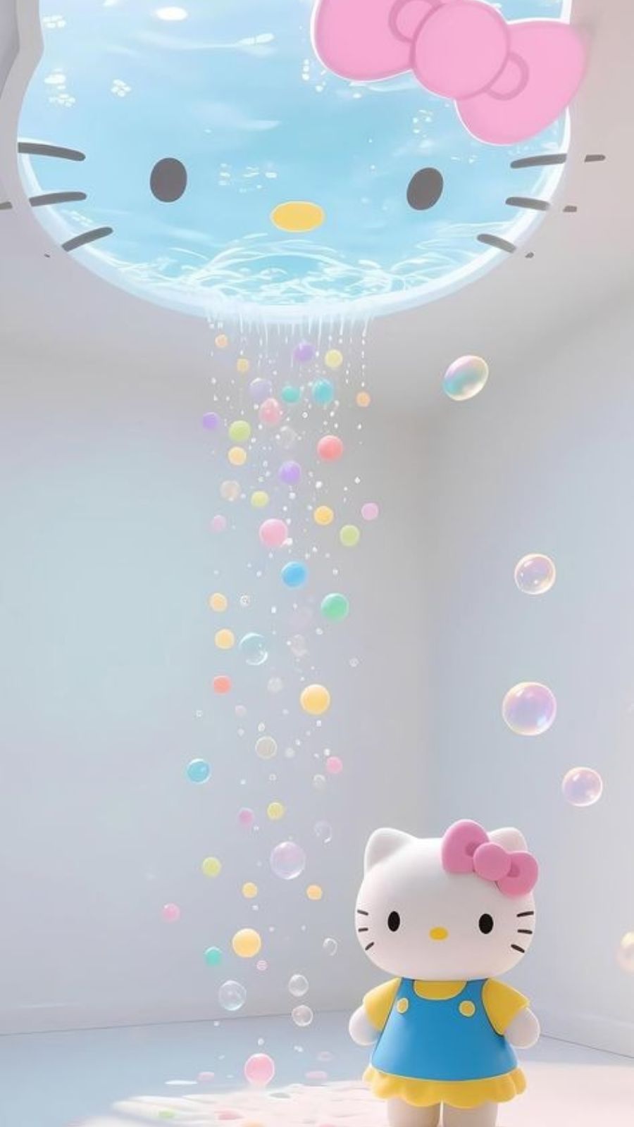 H&igrave;nh nền Hello Kitty đứng dưới bong b&oacute;ng nước