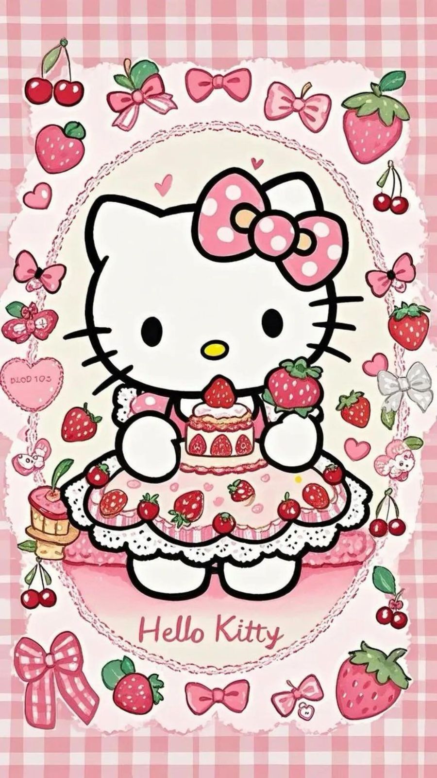 H&igrave;nh nền Hello Kitty v&aacute;y d&acirc;u t&acirc;y