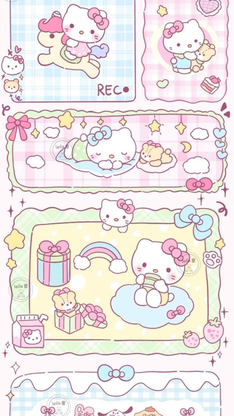 H&igrave;nh nền Hello Kitty Hello Kitty trong c&aacute;c khung tranh nhỏ